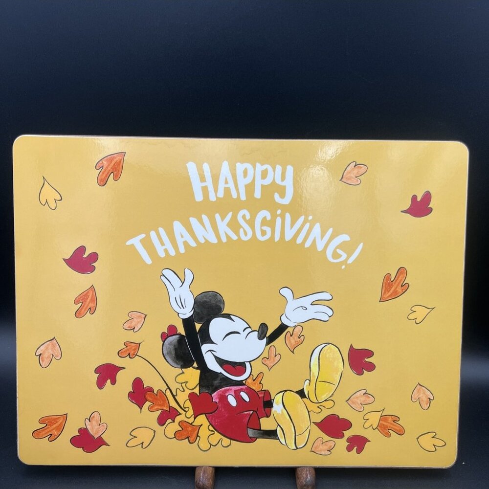 Pottery Barn Kids Disney Mickey Mouse Thanksgiving Fall Cork Placemats Set Of 3 - Picture 2 of 12